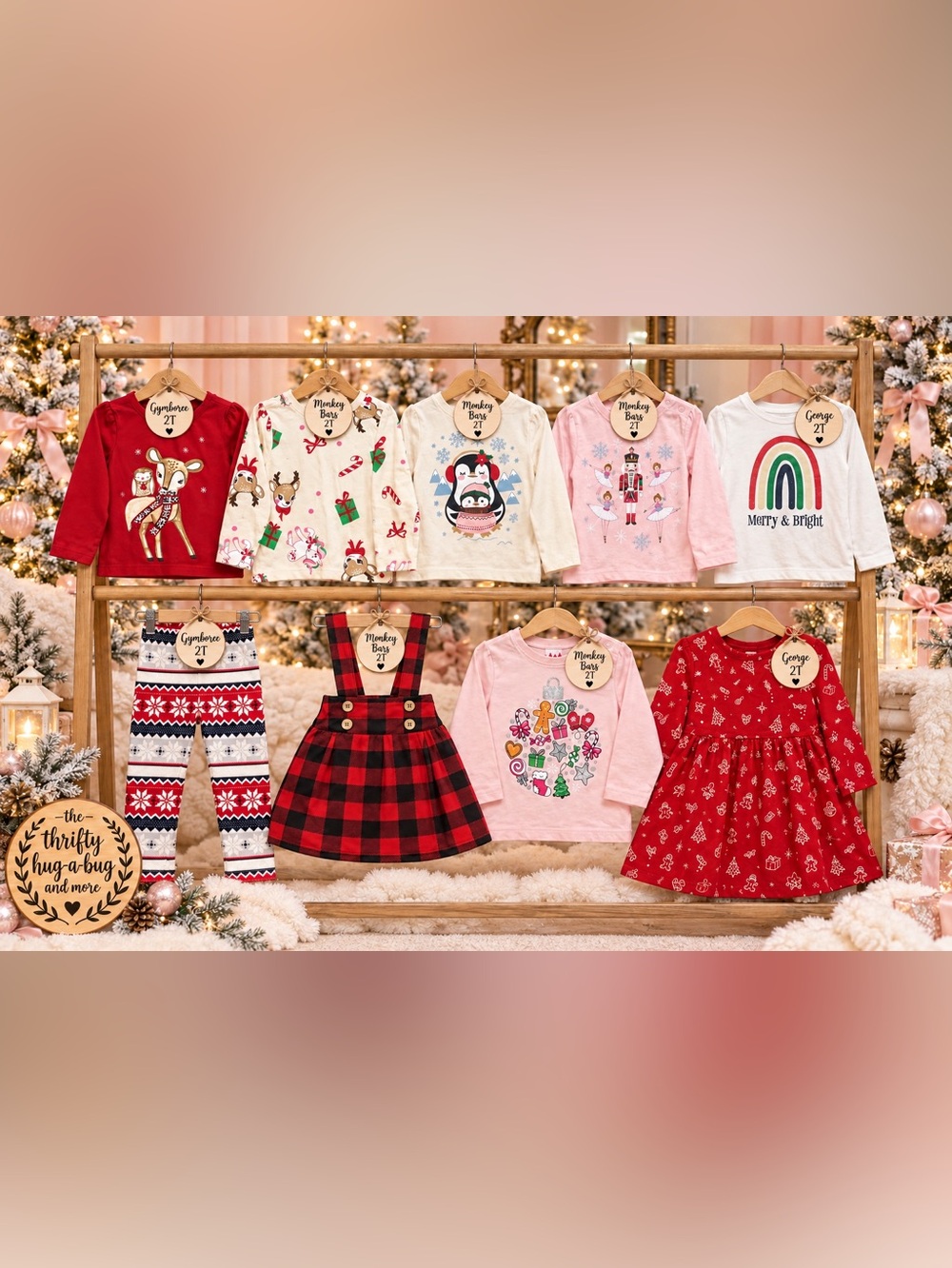 Girls 2T Christmas Clothing Bundle 9 Pieces Gymboree Monkey Bars Georgeo